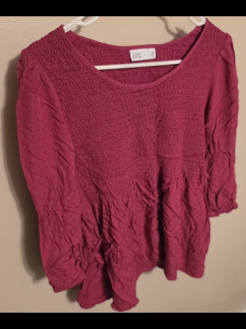 croft & barrow raspberry smocked peplum blouse